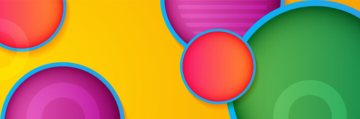 Abstract colorful polygon banner design template. Colorful tech web banner with geometric shapes backdrop and gradient colors. Vector graphic design banner pattern presentation background.