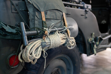 Close-up of military vehicle outfit