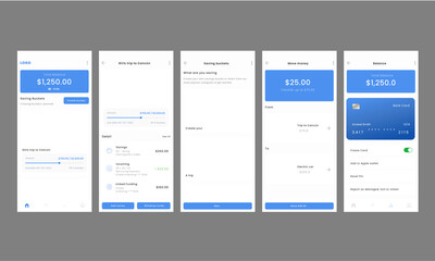 Bank & Money saving bucket list goals app UI Kit