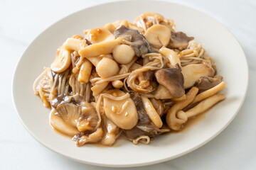 Stir fried mixed mushroom with oyster sauce