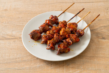grilled chicken gizzard skewer yakitori serve in izakaya style