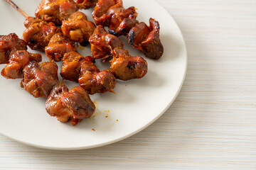 grilled chicken gizzard skewer yakitori serve in izakaya style