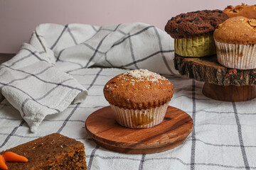Chocolate muffin and walnut muffin, homemade bakery