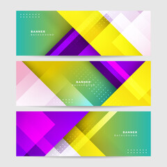 Fototapeta premium Abstract colorful polygon banner design template. Colorful tech web banner with geometric shapes backdrop and gradient colors. Vector graphic design banner pattern presentation background.