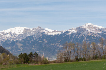 Fototapeta na wymiar Fantastic mountain panorama near Maienfeld in Switzerland