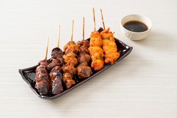 Japanese chicken grill or yakitori serve in izakaya style