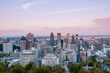 The Montreal skyline at sunset