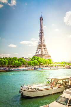 eiffel tower over Seine river