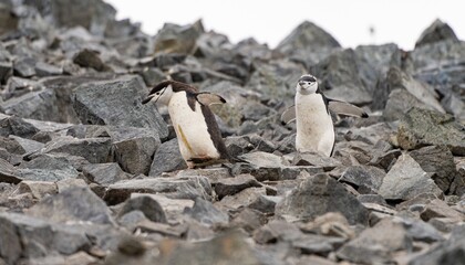 Zügelpinguine (Pygoscelis Antartica) auf Half Moon Island / Süd-Shettland-Inseln vor der Antarktis