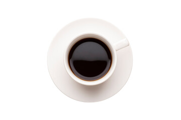 black coffee in white cup isolated on white background with clipping path.Top view