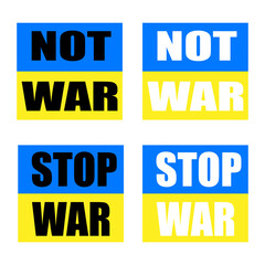 image poster jpeg illustration of Stop War concept with prohibition sign on Ukraine flag background. No war and military attack in Ukraine poster.