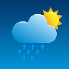  sunny day meteorology symbol in calendar sign flat cartoon jpeg image jpg illustration isolated, idea of summer month time image Overcast with sun weather forecast meteo icon