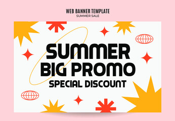 Happy Summer Vibes Web Banner for Social Media Poster, banner, space area and background