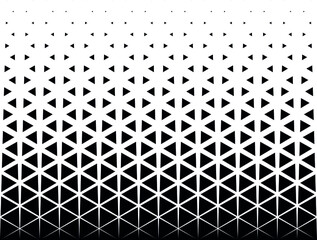 Geometric pattern of black triangles on a white background.Seamless in one direction.Option with a average fade out. Radial method. 21 figures in hight