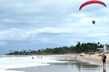 kite surfing on the beach