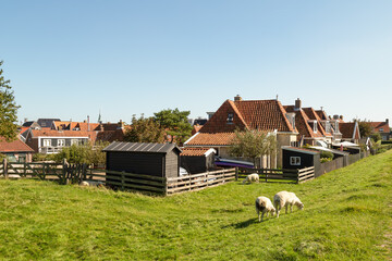Village view of the picturesque Frisian town of Makkum on the IJsselmeer in the Netherlands.