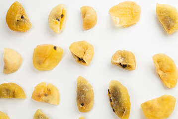 Dried passion fruit isolated on a white background.