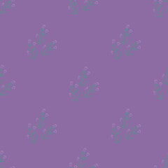Floral pattern for bed linen textile on purple. Unique seamless ornament of lilac flowers and leaves. Mix doodle on retro style light background. Simple art design pattern for textile, print. Vector 