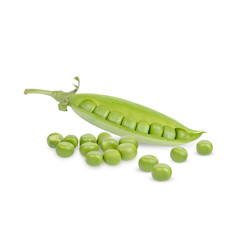  Green peas isolated on white background