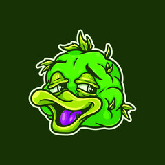 Fototapeta premium Happy Duck Weed Head Mascot Character