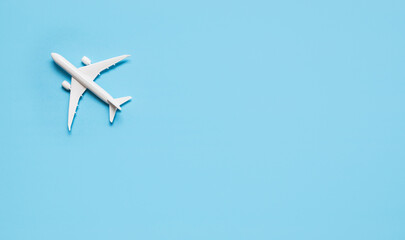 Model plane,airplane on blue pastel color background.