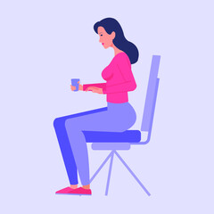 Woman take coffee sitting on chair