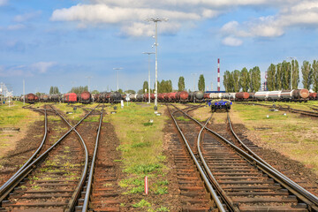 Fototapeta na wymiar railroad cars and cisterns, rail transport