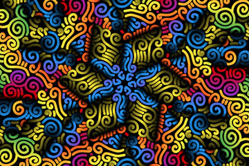 seamless luxurious colourful circular circle  line art pattern of indonesian culture traditional tenun batik ethnic dayak ornament for wallpaper ads background 