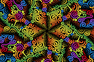 seamless luxurious colourful circular circle  line art pattern of indonesian culture traditional tenun batik ethnic dayak ornament for wallpaper ads background 