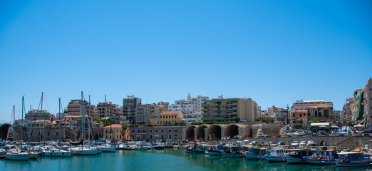 The view of the port of the Greek city of Heraklion