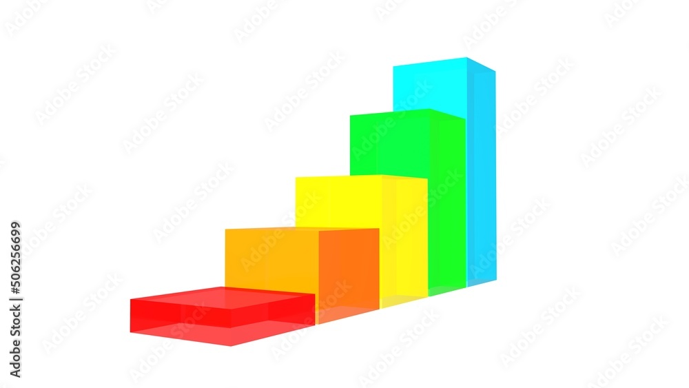 Poster colored columns. growth chart. business project. sales report. 3d rendering.