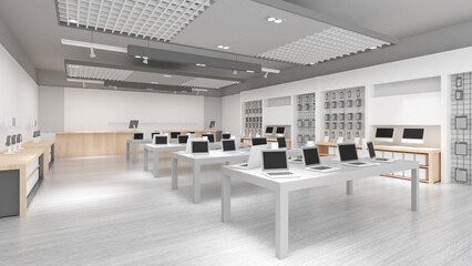 Fototapeta na wymiar mock up computer and gadget shop,Modern design,3d rendering