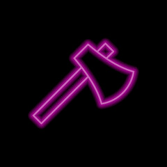 Axe simple icon vector. Flat design. Purple neon style on black background.ai