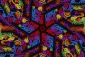 seamless luxurious colourful circular circle  line art pattern of indonesian culture traditional tenun batik ethnic dayak ornament for wallpaper ads background 