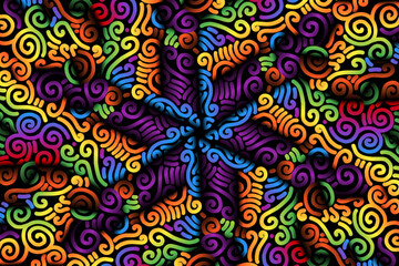 seamless luxurious colourful circular circle  line art pattern of indonesian culture traditional tenun batik ethnic dayak ornament for wallpaper ads background 