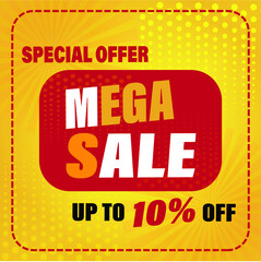 Mega Sale. ESP 10 Illustrator. up to 10 percentage off. Vector illustration