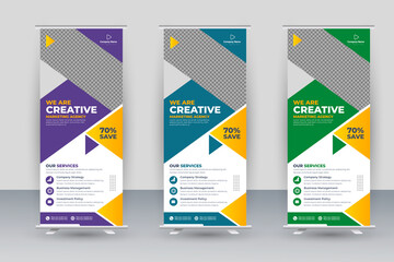 corporate roll up banner template with creative shapes ideas