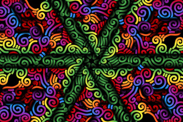 seamless luxurious colourful circular circle  line art pattern of indonesian culture traditional tenun batik ethnic dayak ornament for wallpaper ads background 