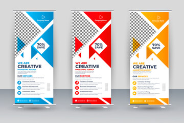 corporate roll up banner template with creative shapes ideas