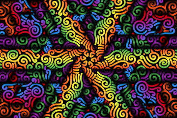 seamless luxurious colourful circular circle  line art pattern of indonesian culture traditional tenun batik ethnic dayak ornament for wallpaper ads background 