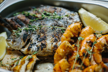 grilled fish and shrimps