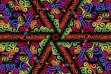 seamless luxurious colourful circular circle  line art pattern of indonesian culture traditional tenun batik ethnic dayak ornament for wallpaper ads background 