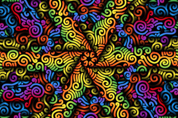 seamless luxurious colourful circular circle  line art pattern of indonesian culture traditional tenun batik ethnic dayak ornament for wallpaper ads background 