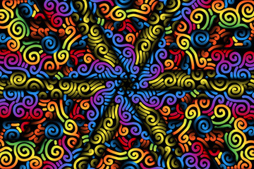 seamless luxurious colourful circular circle  line art pattern of indonesian culture traditional tenun batik ethnic dayak ornament for wallpaper ads background 