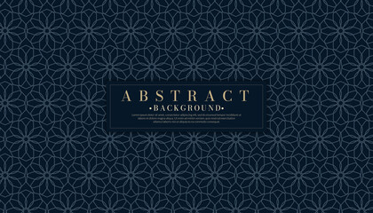 Arabic pattern seamless background. Geometric Muslim ornament dark blue backdrop. Vector illustration of Islamic texture.