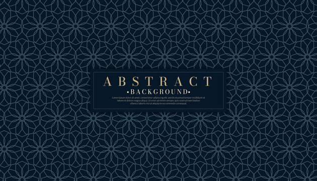 Arabic pattern seamless background. Geometric Muslim ornament dark blue backdrop. Vector illustration of Islamic texture.