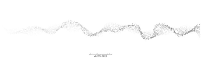Obraz premium Abstract dots particles flowing wavy isolated on white background. Vector illustration design elements in concept of technology, energy, science, music.