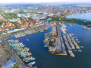Fototapeta na wymiar Aerial view of the fishing port