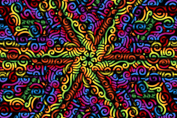 seamless luxurious colourful circular circle  line art pattern of indonesian culture traditional tenun batik ethnic dayak ornament for wallpaper ads background 