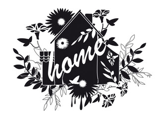 Ein Zuhause schwarzes Häuschen mit Garten
 